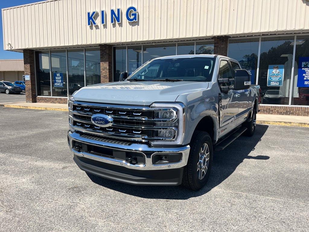 2026 Ford F-250 LARIAT in Glacier Gray — front three-quarter view