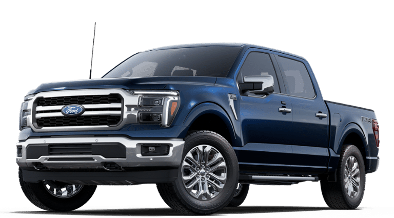 2025 Ford F-150 LARIAT in Antimatter Blue Metallic — front three-quarter view