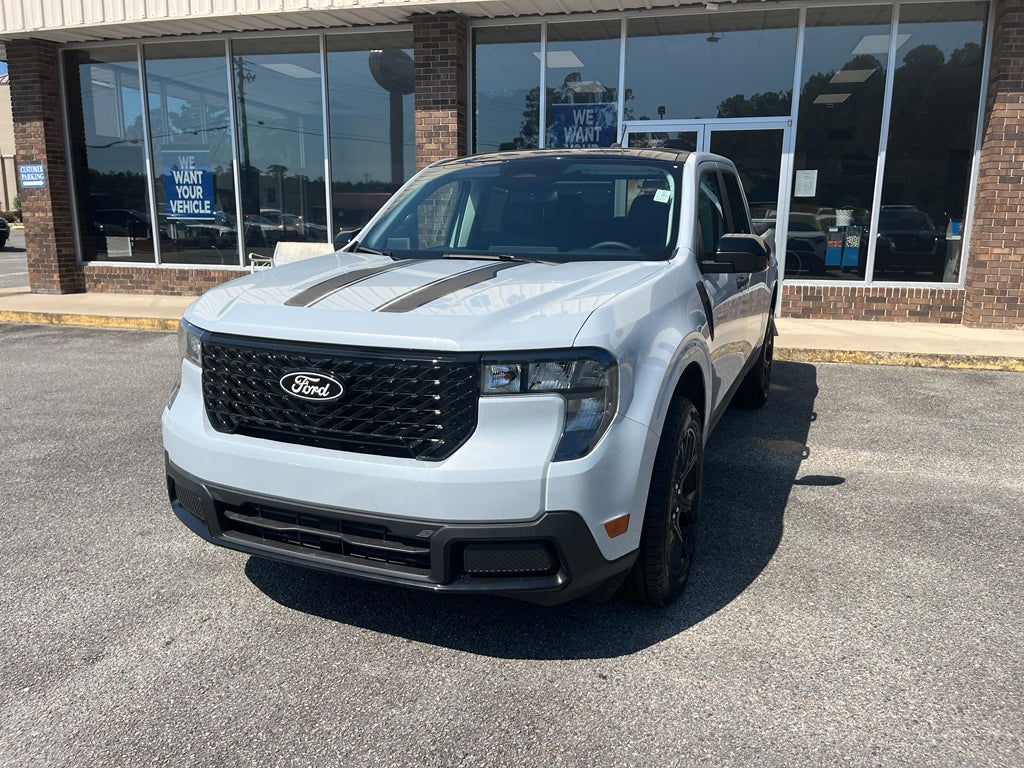 2025 Ford Maverick XLT in Space White Metallic — front three-quarter view